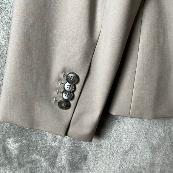 Ann Taylor One Button Blazer Taupe Beige Blazer Size 14 Classic Career Wool - Picture 7 of 8